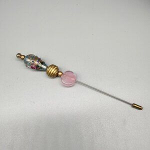 Vintage Decorative Stick Pin With Glass Beads & Gold Accents
